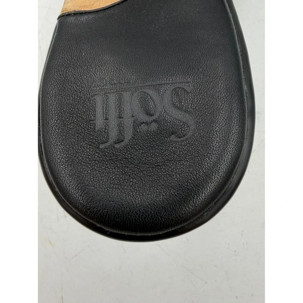 Sofft Slide Sandals Black Leather Embroidered Kitten Heel Women 10M Noel Comfort